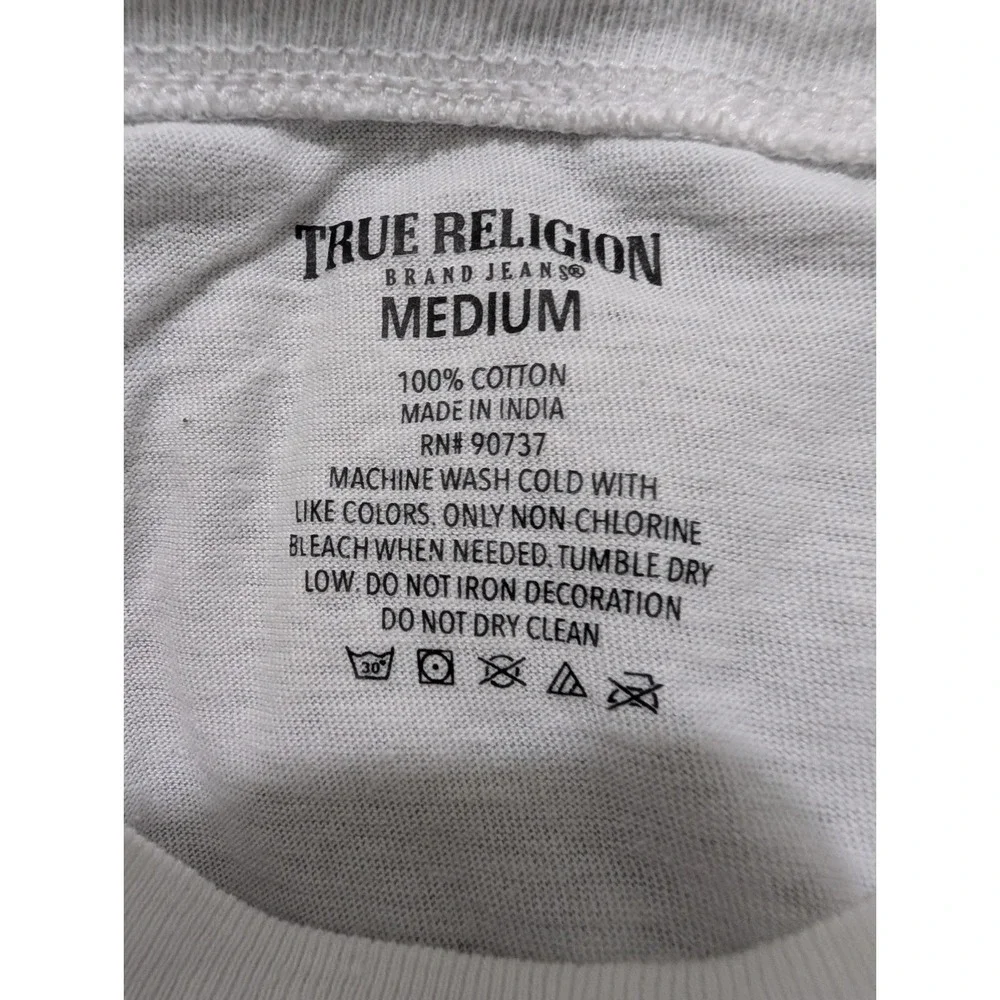 True Religion T Shirt Adult Medium M‎ White Short Sleeve Crew Neck Mens